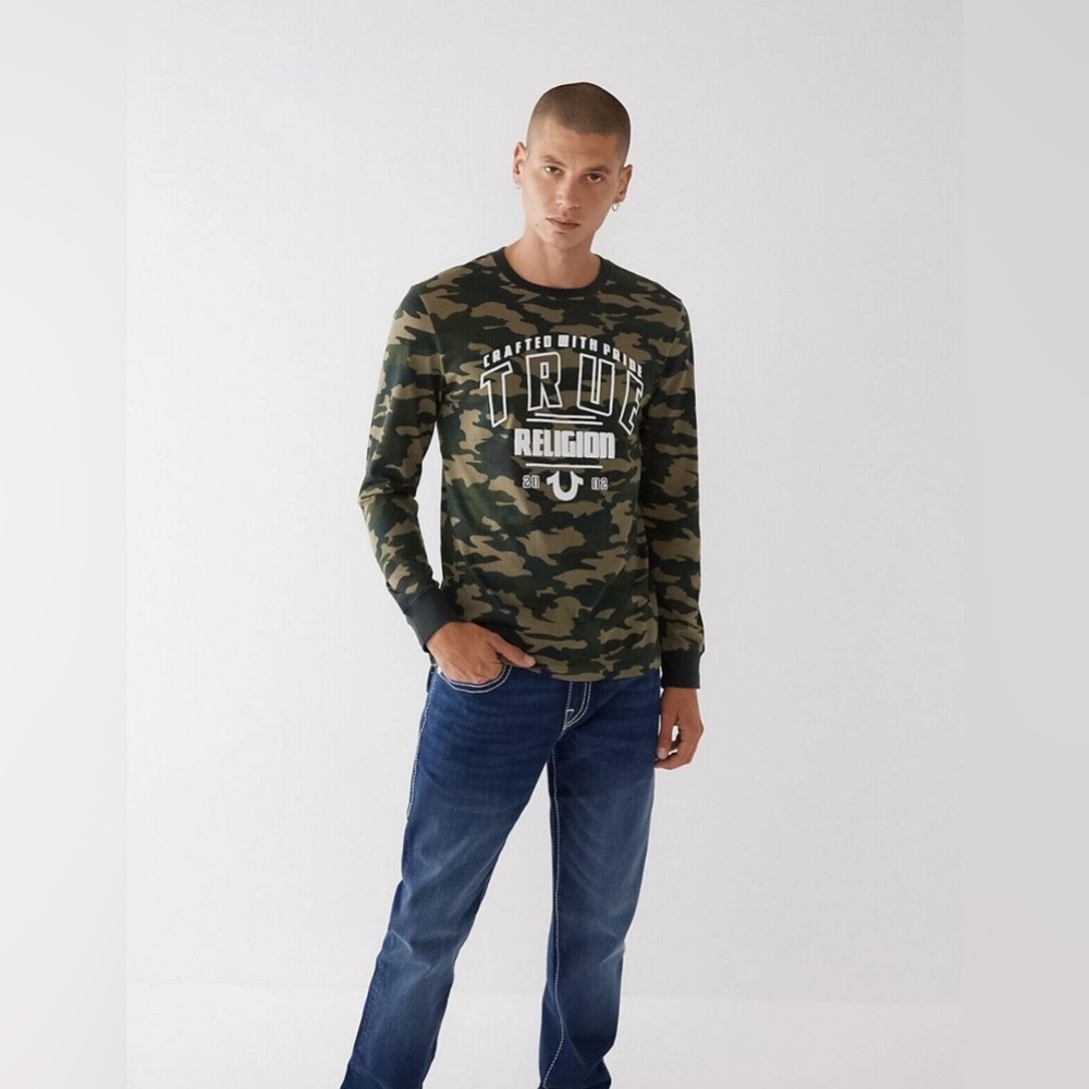 True Religion Men's Camouflage Long Sleeve Tee Shirt Size: XL